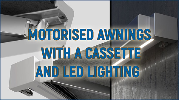 motorised awnings with a cassette and LED lighting